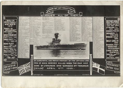 hm hermes|hms hermes crew list 1942.